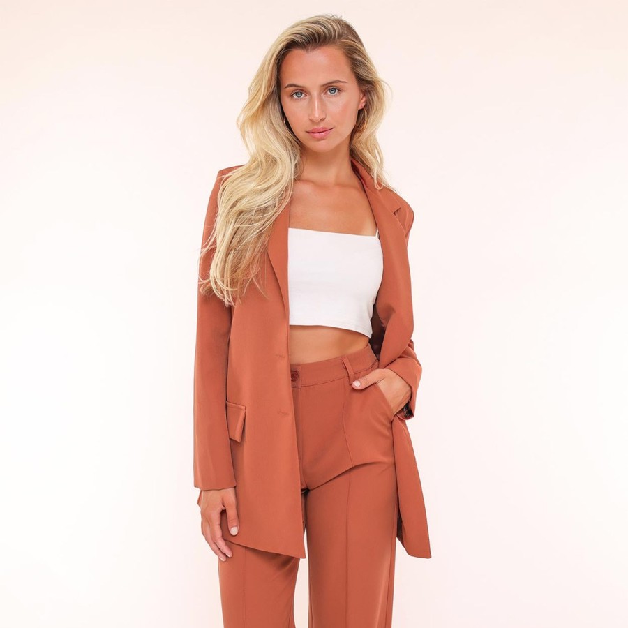 Olivia & Kate Blazers | Rust Orange Basic Straight-Fit