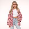 Olivia & Kate Cardigans | Red Printed Ls-Jacket