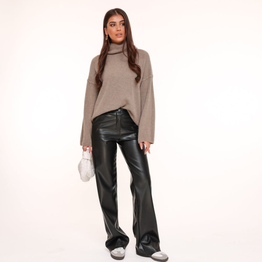 Olivia & Kate Trousers & Jeans | Black Pu Leather-Trouser