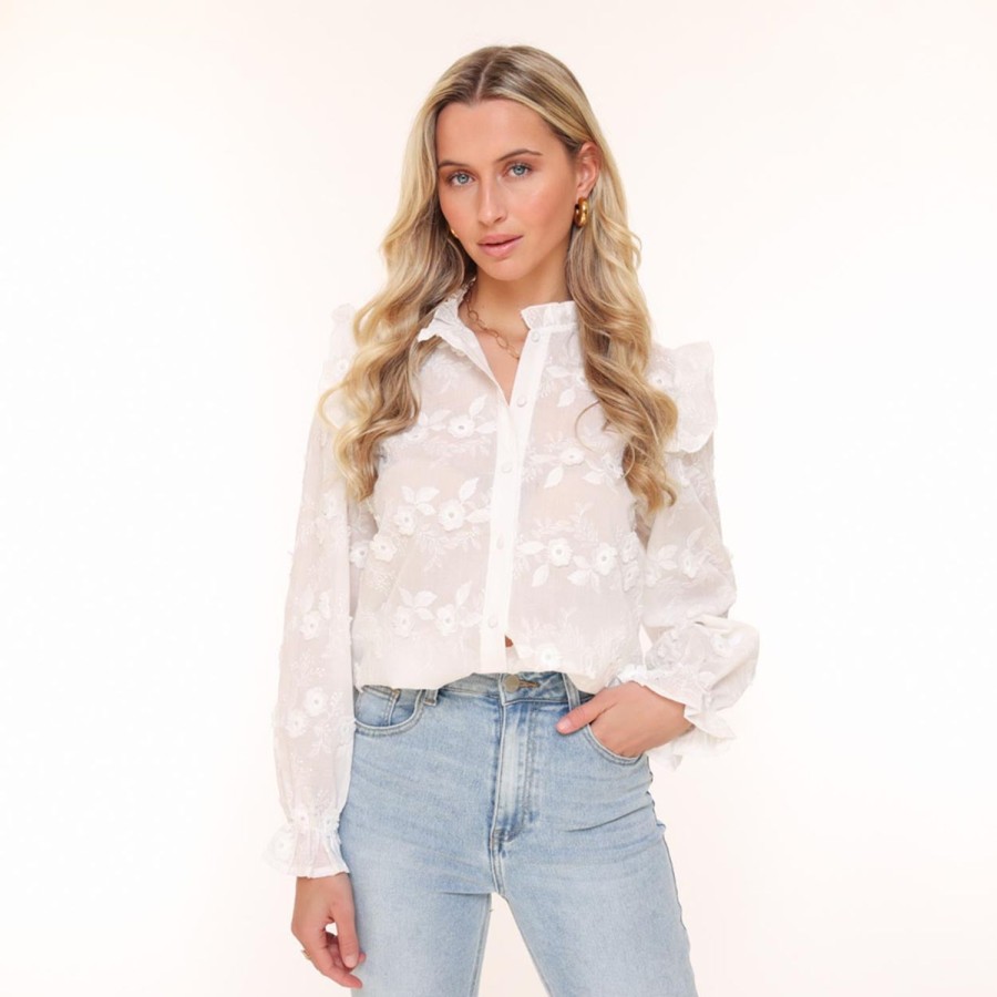 Olivia & Kate Tops | White Flowers-Blouse