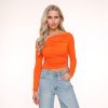 Olivia & Kate Tops | Orange Draped Off Shoulder-Top